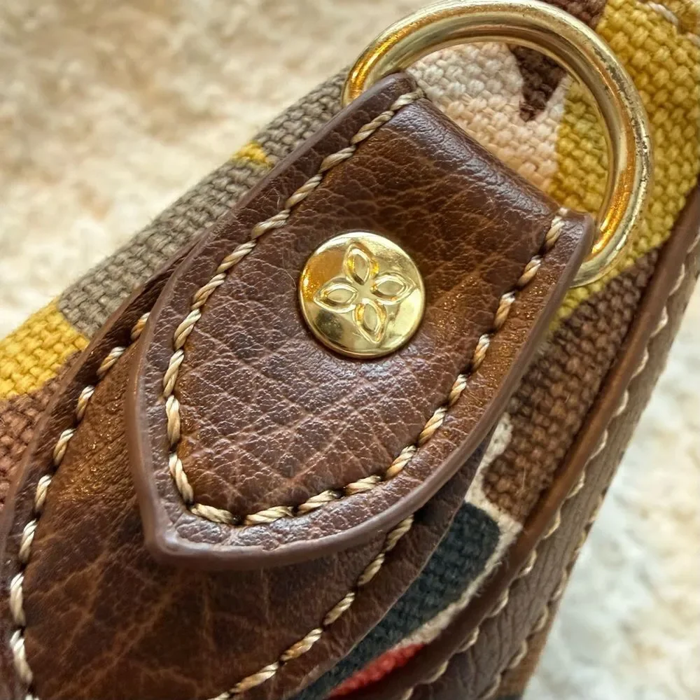 Relic Colorful Floral Fabric Faux Leather Ring Handle Handbag New no strap